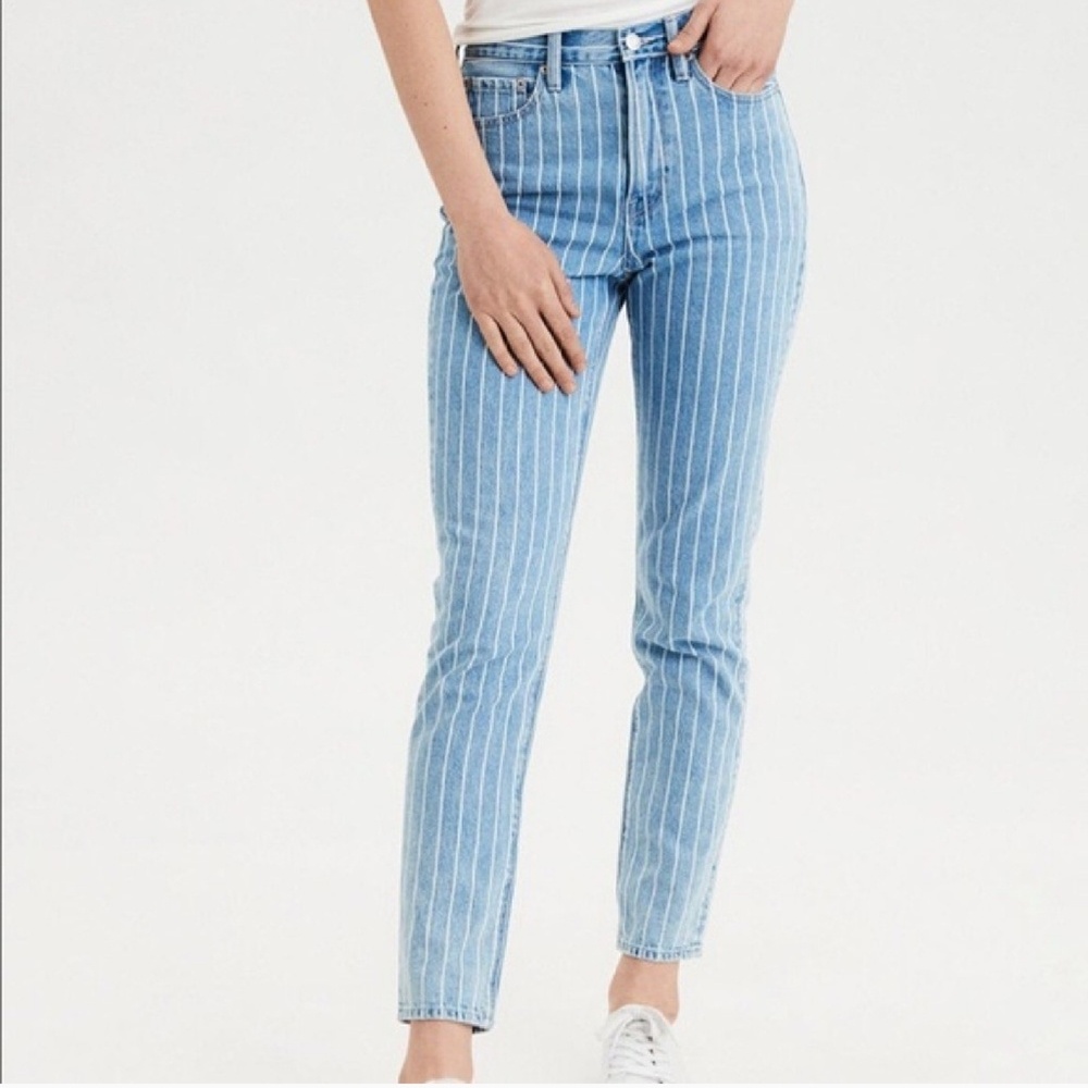 Striped American eagle mom jeans